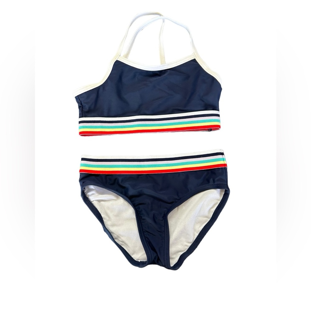 KANU SURF Girls Tanya Navy UPF 50+ Sport Athletic cross back Bikini Size 8 NWOT